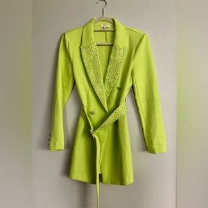 Blazer Dress Rhinestone Lime Green Medium